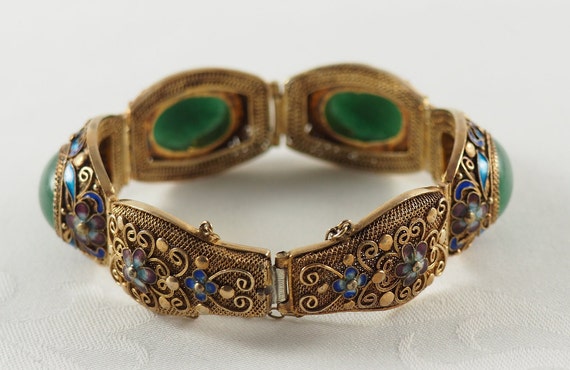 Vintage 1920s Chinese Export Enameled bracelet, S… - image 5