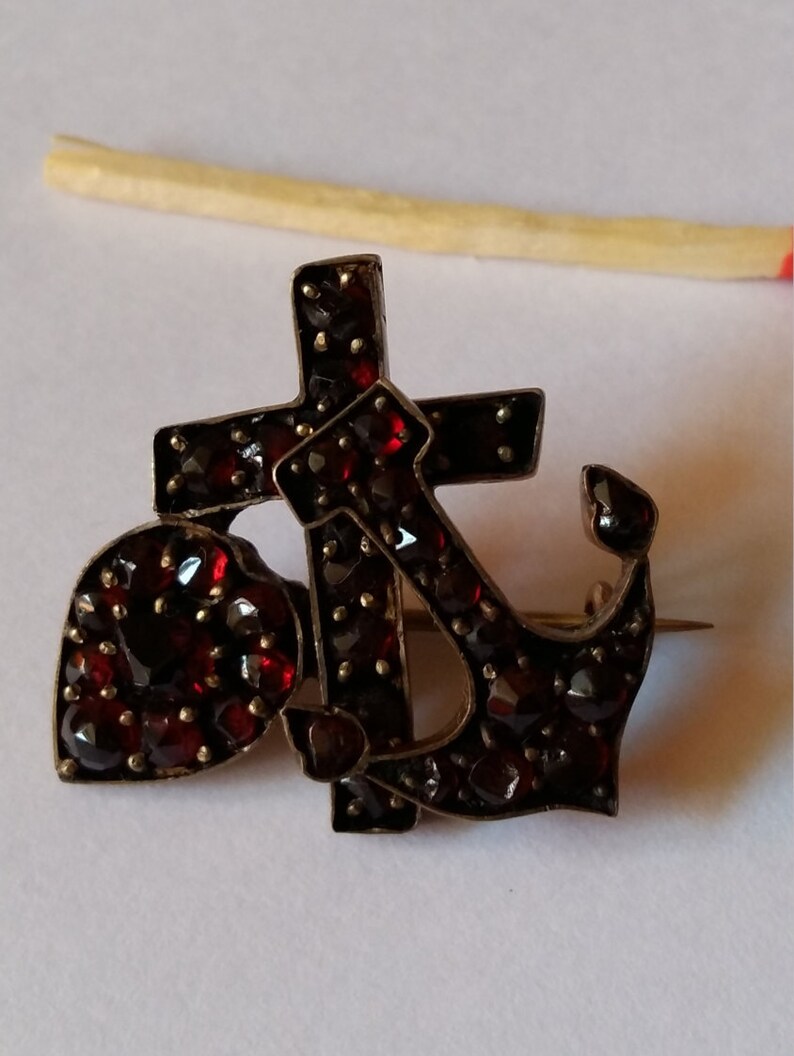 Antique Bohemian Brooch Faith Hope and Charity Etsy