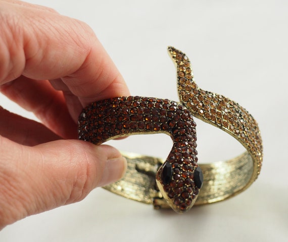 Vintage Costume Jewelry Snake Bracelet, Set with … - image 8