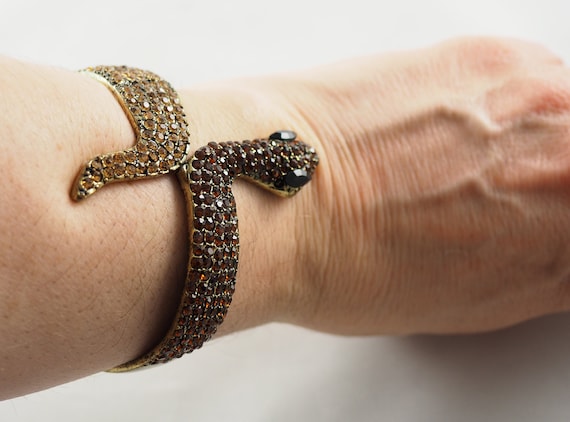 Vintage Costume Jewelry Snake Bracelet, Set with … - image 9