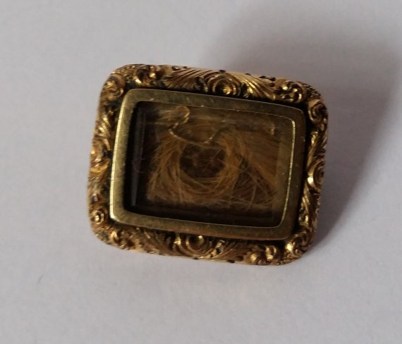 Antique Victorian Mourning Brooch, Rolled Gold, W… - image 2