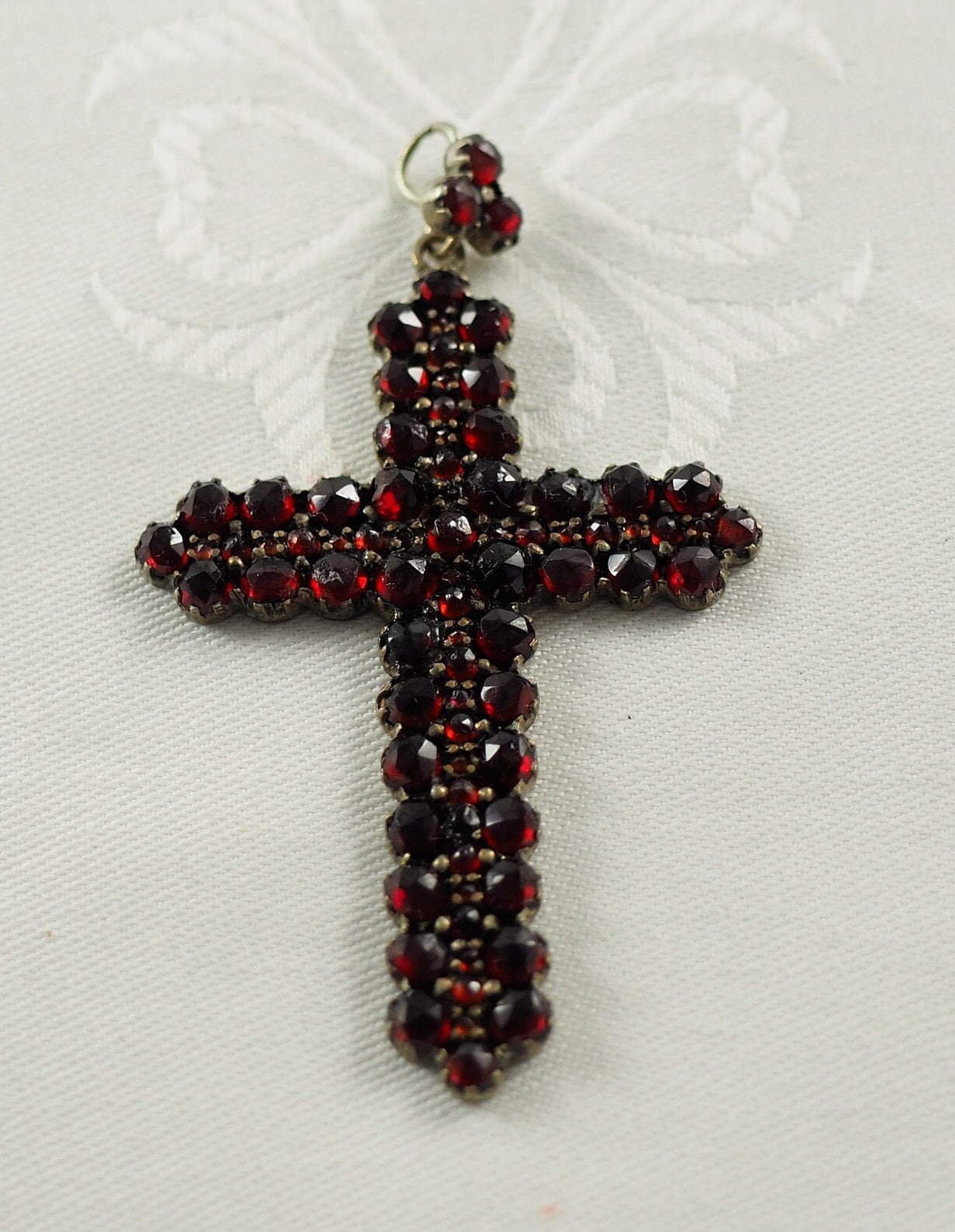 Antique Victorian Bohemian Garnet Cross Pendant Tombak or - Etsy