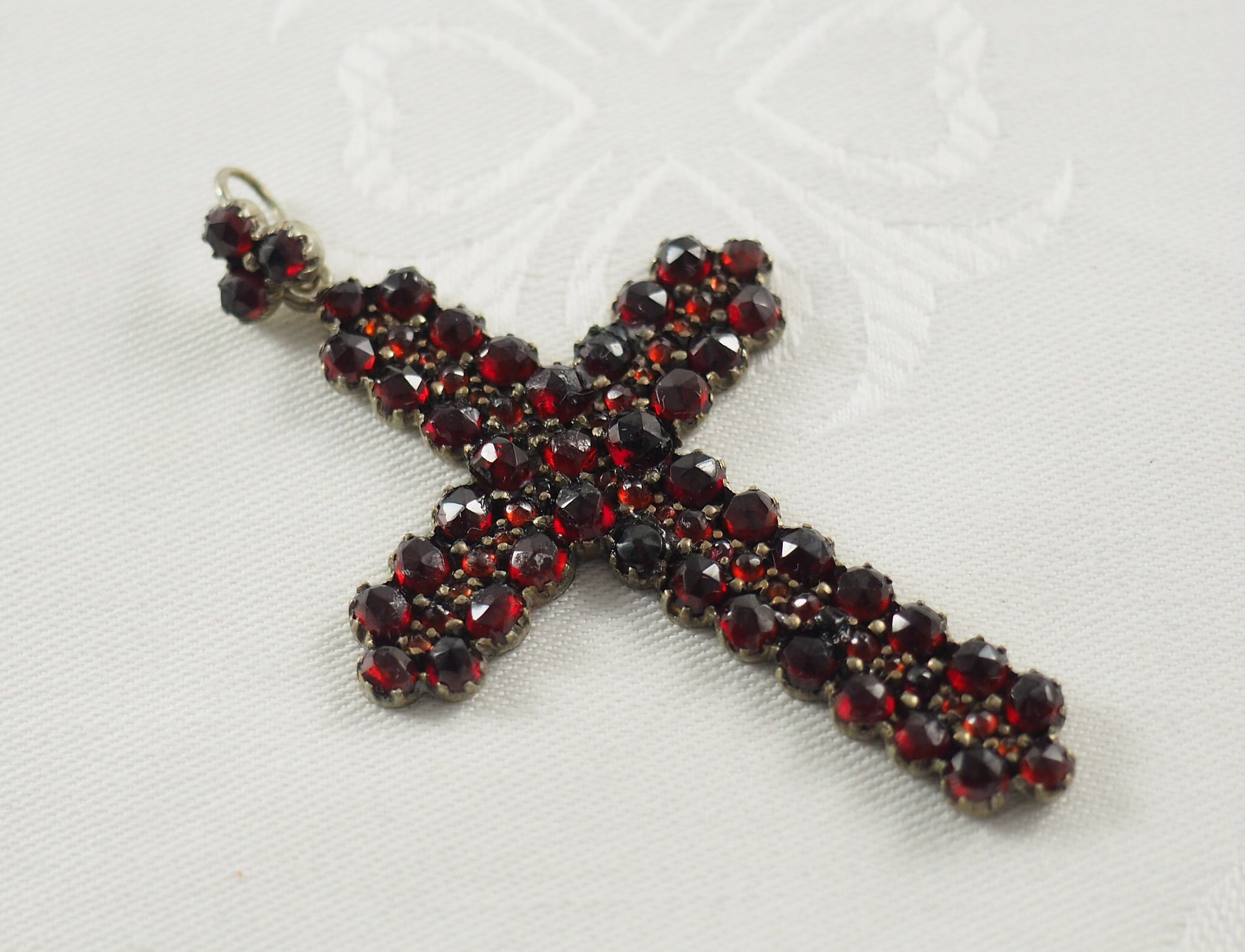 Antique Victorian Bohemian Garnet Cross 