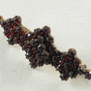 Antique Victorian Bohemian Garnet Brooch, Rose Cut Garnets, Tombak Setting, January Birthstone, Bohemia 1870ss