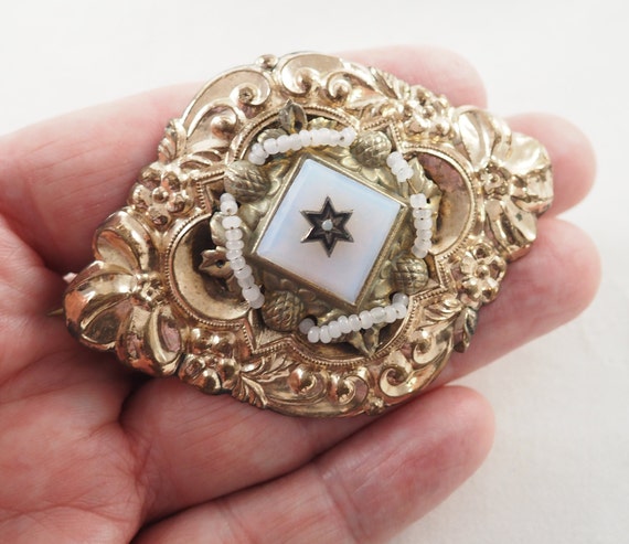 Antique Victorian Gold Filled Stomacher Brooch, F… - image 2