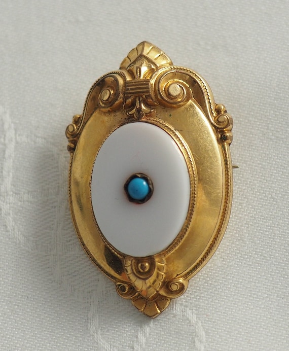 Antique Victorian Oval Pendant/Brooch, Gold Fille… - image 7