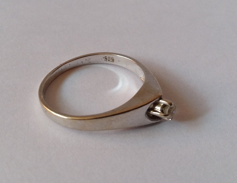 Germany 1970s Vintage D\u00edamond Solitaire Ring Ring Size US 7.6 Germany 56 Engagement Ring Diamond 0.10 Carat 14K White Gold UK P