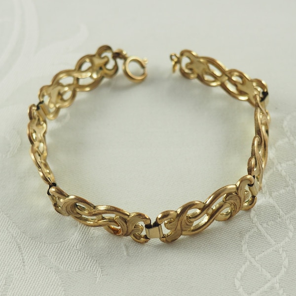 Vintage Art Deco Gold Filled Bracelet, Chain link with Spring Ring Clasp, 19cm Long, Maker Kollmar & Jourdan, Pforzheim,  Germany 1930s