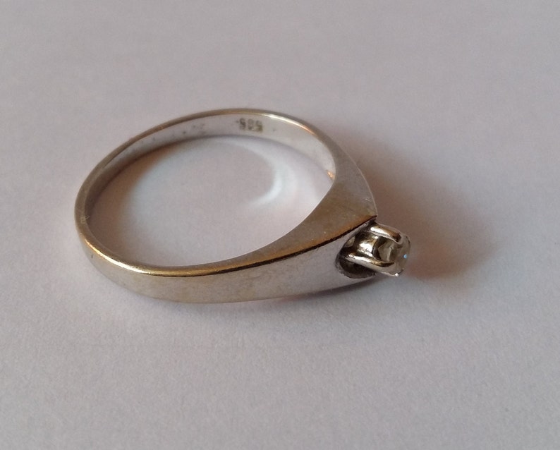 Germany 1970s Vintage D\u00edamond Solitaire Ring Ring Size US 7.6 Germany 56 Engagement Ring Diamond 0.10 Carat 14K White Gold UK P
