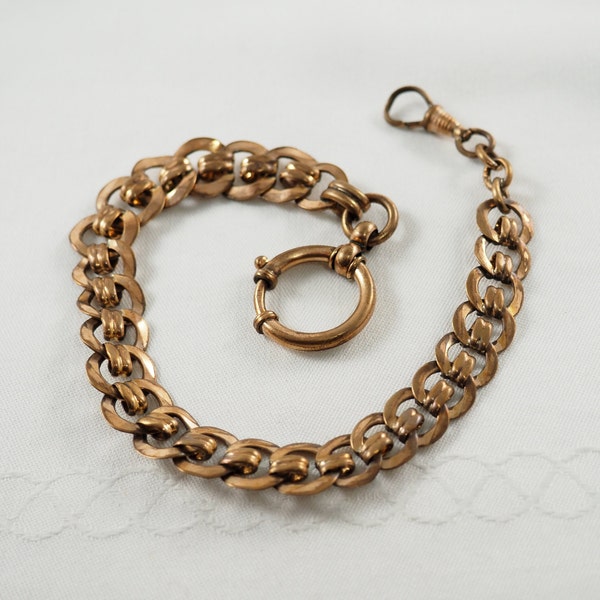 Antique Edwardian Gold Filled Gentlemans Watch Chain, Leontine or Short Albert Chain, Friedrich Speidel, Pforzheim, Germany 1900- 1910