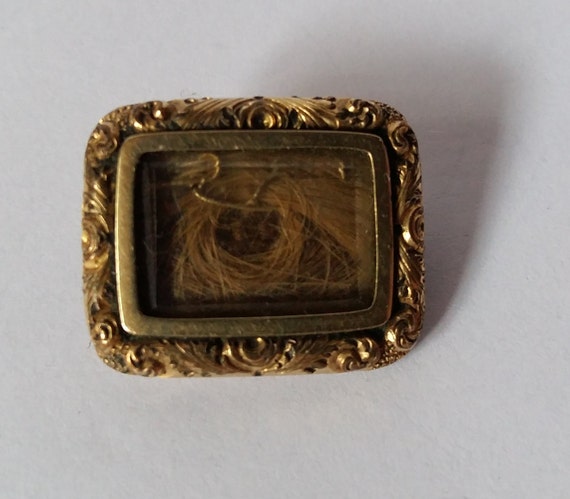 Antique Victorian Mourning Brooch, Rolled Gold, W… - image 5