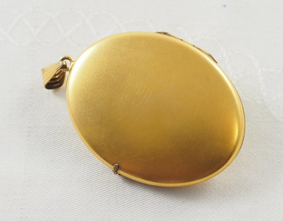 Antique Victorian Gold Filled Oval Locket, Brushe… - image 6