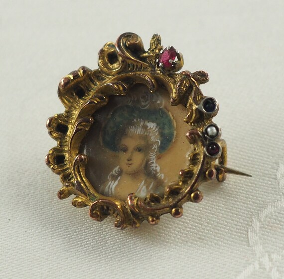 Antique Belle Époque Gilt Metal Miniature Set Bro… - image 5