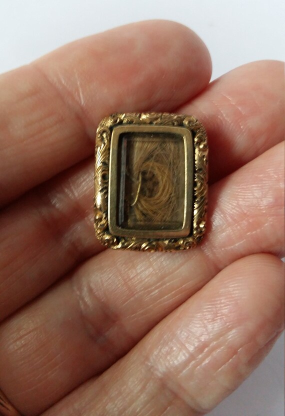 Antique Victorian Mourning Brooch, Rolled Gold, W… - image 7