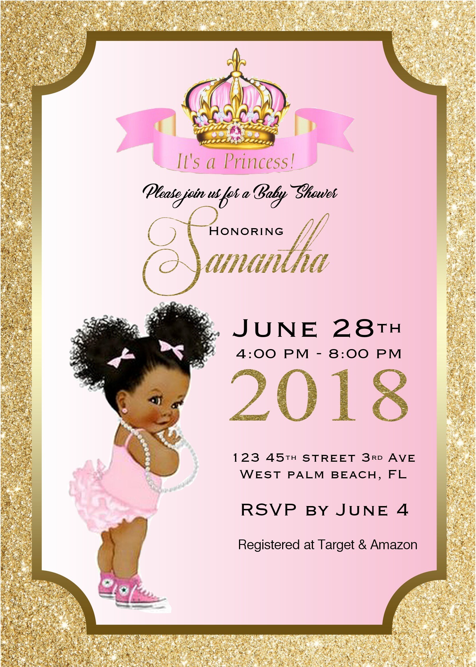 Princess Baby Shower Invitation Little Princess Royal Baby Shower