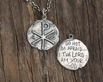 The Great I am Pendant, Sterling Silver, Necklace, Handmade, Christian, Revelations 23:13, Visible Faith Jewelry