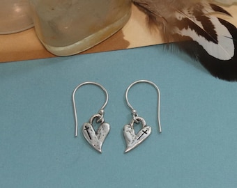 Him in Me Earrings, Sterling Silver, Christian Earrings, Visible Faith, Heart with Cross Earrings, Handmade