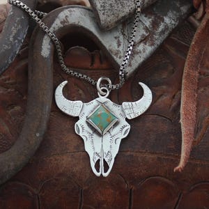 Kiowa Buffalo Skull Pendant, Southwest Jewelry, Buffalo Jewelry, Buffalo Skull, Solid Sterling Silver, Hand Made, Visible Faith Jewelry