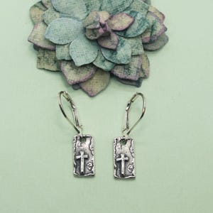 Remember Me Earrings, Visible Faith, Sterling Silver Jewelry, Christian, Handmade, Cross