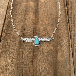 The Tara 2” Handmade Sterling Silver & Number 8 Turquoise Necklace
