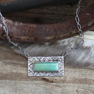 Rio Arriba Turquoise Bar Necklace, Bar Necklace, Sterling Silver and Turquoise Bar Necklace, Turquoise Bar Necklace, Visible Faith Jewelry