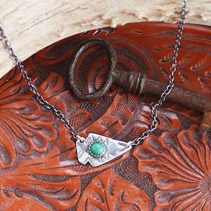Saltillo Small Sterling Silver Arrowhead Necklace, Arrowhead with Turquoise, Arrowhead Necklace, Turquoise Dot, Visible Faith Jewelry