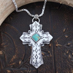 Cade&#39;s Cross Pendant Necklace, Sterling Silver, Hand Stamped, Visible Faith Jewelry