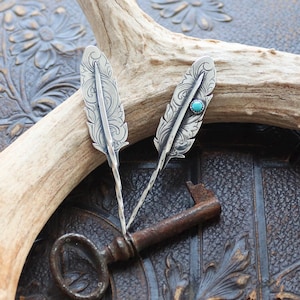 Cowboy Scroll Engraved Feather Hat Toothpick, Sterling Silver Toothpick, Cowboy Hat Pick, Hat Pick, Feather Toothpick, Visible Faith Jewelry