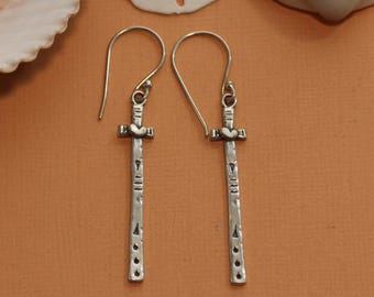 Above All Earrings, Sterling Silver Cross Earrings, Handmade, Solid Silver Cross Earrings, Cross Earrings with Heart, Visible Faith Jewelry