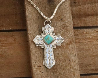 Cade's Cross Pendant Necklace, Sterling Silver, Hand Stamped, Visible Faith Jewelry