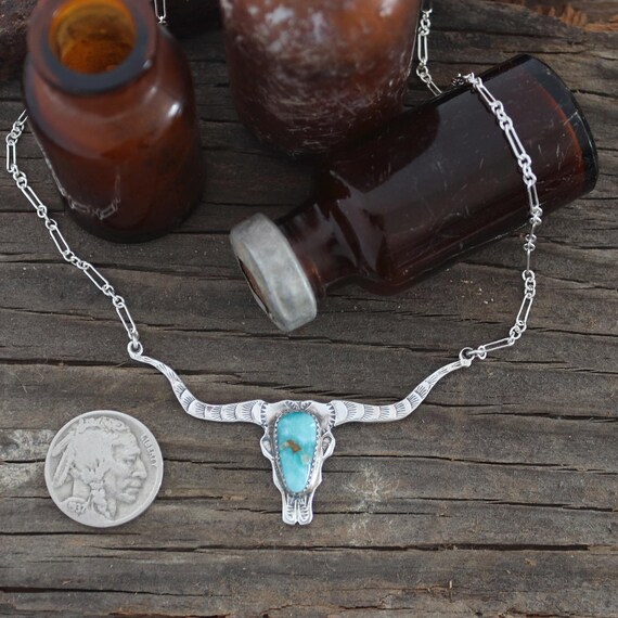 Pequena Longhorn Skull Necklace, Longhorn Necklace