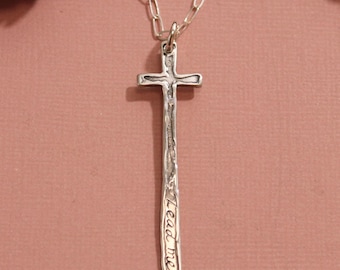 Lead Me Pendant, Visible Faith, Sterling Silver Jewelry, Christian, Handmade, Cross