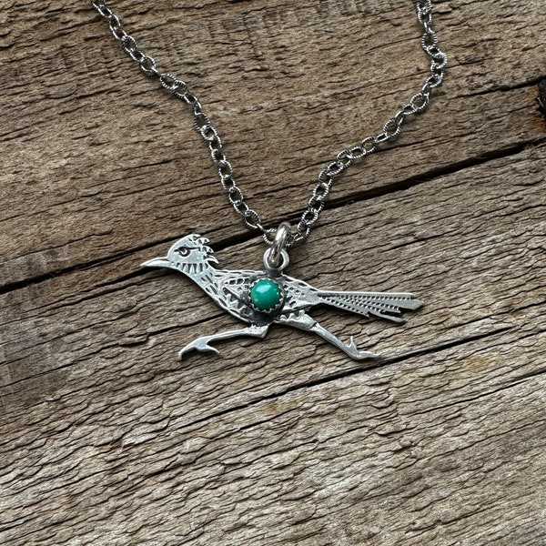 Chaparral Roadrunner Pendant, Southwest Jewelry, Roadrunner, Native Jewelry, Solid Sterling Silver, Handmade, Visible Faith Jewelry