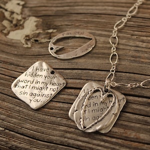 Hidden Pendant Set, Visible Faith, Sterling Silver Jewelry, Christian, Handmade, Heart