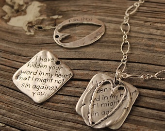Hidden Pendant Set, Visible Faith, Sterling Silver Jewelry, Christian, Handmade, Heart