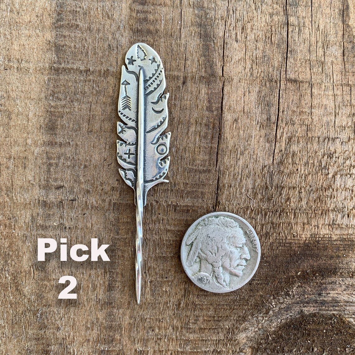 Sterling Silver Toothpick Feather Cowboy Hat Pick Visible Etsy