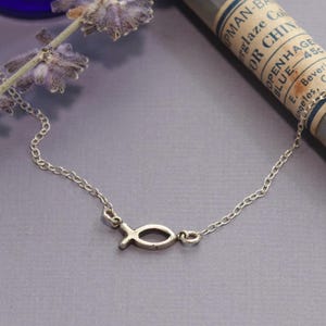 Bestowed Necklace, Ichthus Fish, Christian Jewelry, Sterling Silver, Handmade, Dainty, Small, Unconditional Love, Visible Faith Jewelry