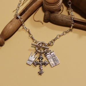 Long Short Rolo Chain with a Toggle Necklace, Visible Faith Jewelry, Sterling Silver, Charm Necklace