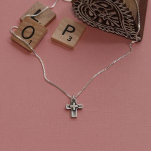 Restore Me Pendant, Sterling Silver Jewelry, Christian, Handmade, Cross, Raised Cross, Necklace, Small, Dainty, Visible Faith Jewelry