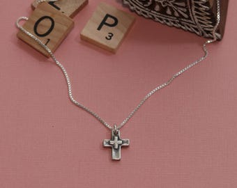 Restore Me Pendant, Sterling Silver Jewelry, Christian, Handmade, Cross, Raised Cross, Necklace, Small, Dainty, Visible Faith Jewelry