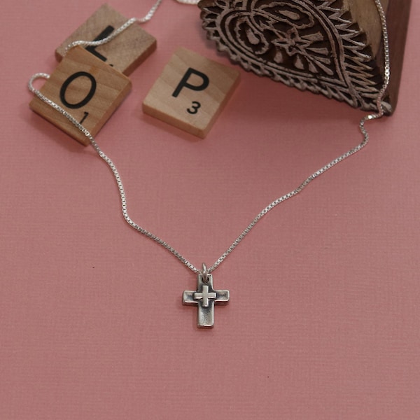 Restore Me Pendant, Sterling Silver Jewelry, Christian, Handmade, Cross, Raised Cross, Necklace, Small, Dainty, Visible Faith Jewelry