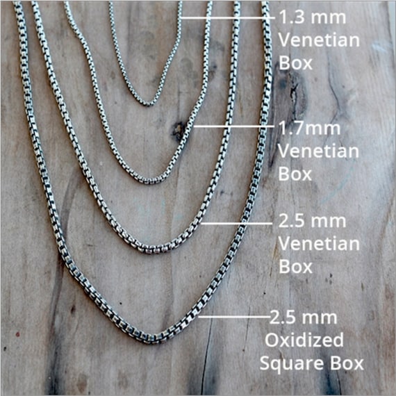 Venetian Box Chain 1.7mm, Sterling Silver Chain, 18in, 20in Venetian Box Chain 1.7mm, Sterling Silver Chain, 18in, 20in