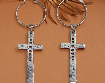 Holey Cross Earrings, Visible Faith, Sterling Silver Jewelry, Christian, Handmade, Cross