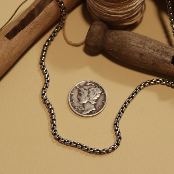 Venetian Box Chain 2.5mm, 24” Oxidized, 20” Venetian Box Chain