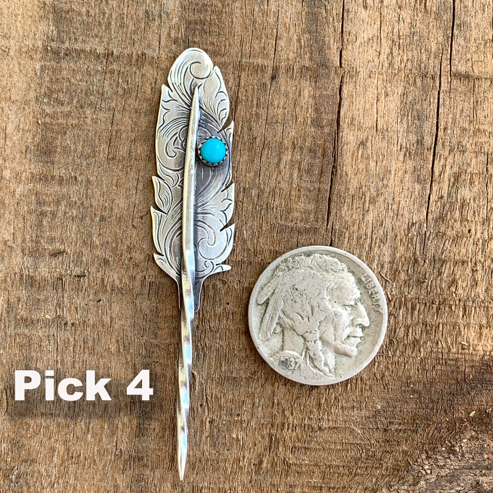 Sterling Silver Toothpick Feather Cowboy Hat Pick Turquoise Etsy