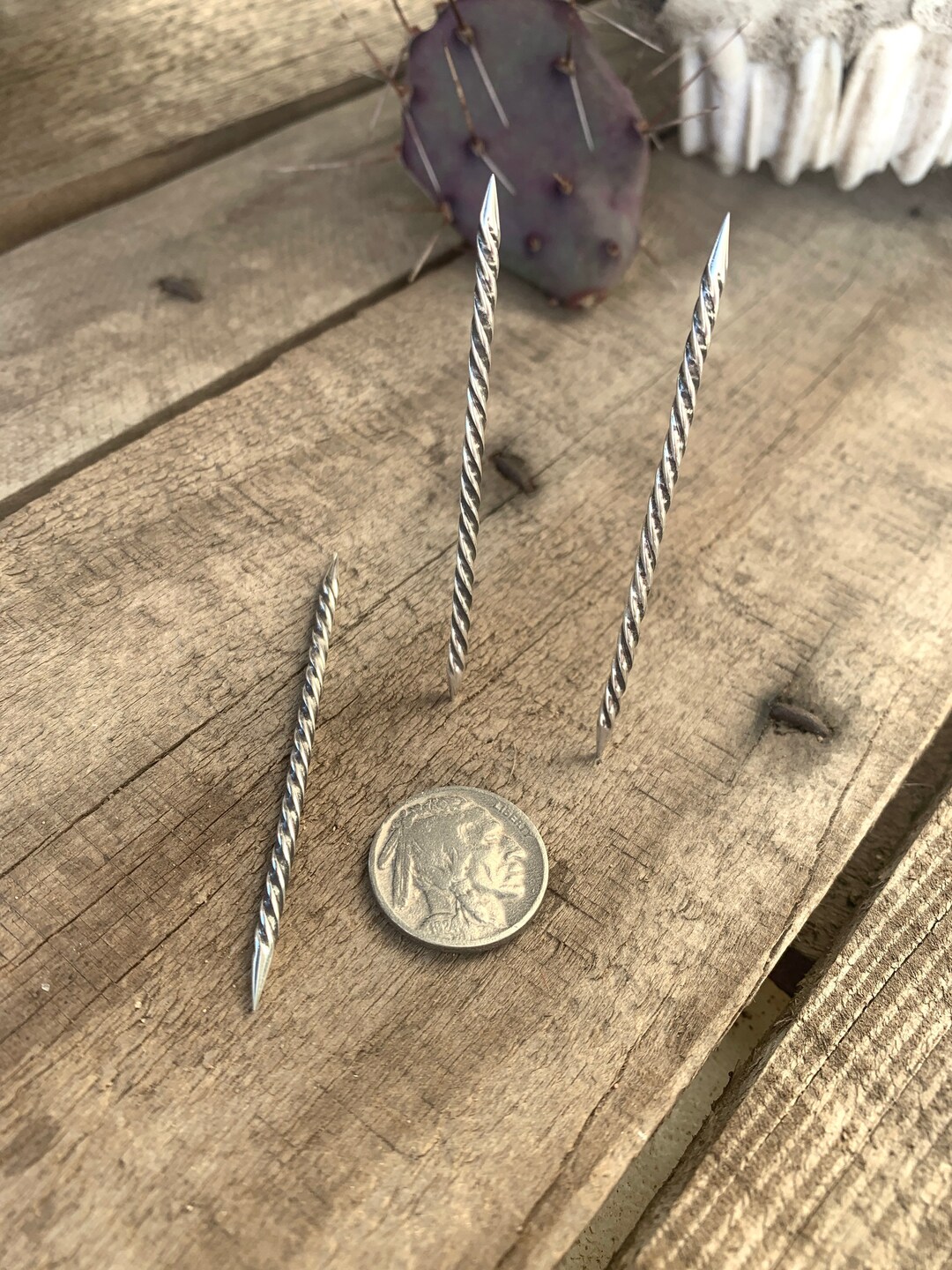 Toothpick, Sterling Silver Pick, Square Wire Twist, Cowboy Hat