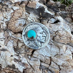 Buffalo Nickel Pendant with Turquoise, Buffalo Nickel, Buffalo Nickel Pendant, Visible Faith Jewelry