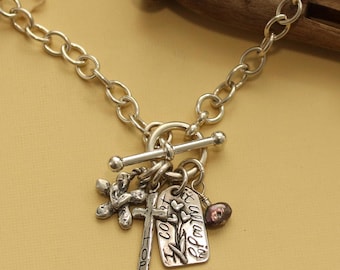 5.8mm Cable Chain with Small Ball Toggle, Charm Necklace, Sterling Silver Necklace, Sterling Silver Jewelry, Visible Faith Jewelry