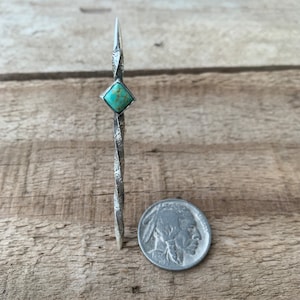 Sterling Silver Scroll Twist Toothpick with Turquoise, Sterling Silver Toothpick, Cowboy Hat Toothpick, Visible Faith Jewelry