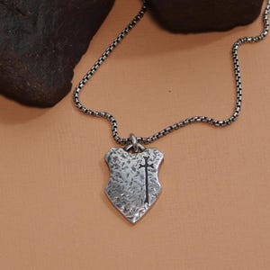 Shield Of Faith Pendant, Visible Faith, Sterling Silver Jewelry, Christian, Handmade, Cross